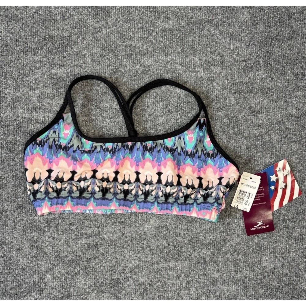 NWT Motionwear Dance Gymnastics Sports Bra - Adult Large - Multicolor